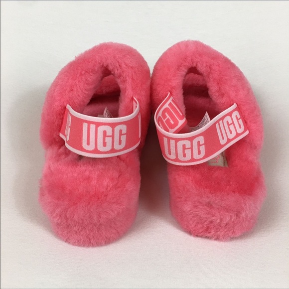UGG Oh Yeah lamb fur Slide platform Slipper Strawberry Sorbet Women’s Size 7 - Picture 3 of 5
